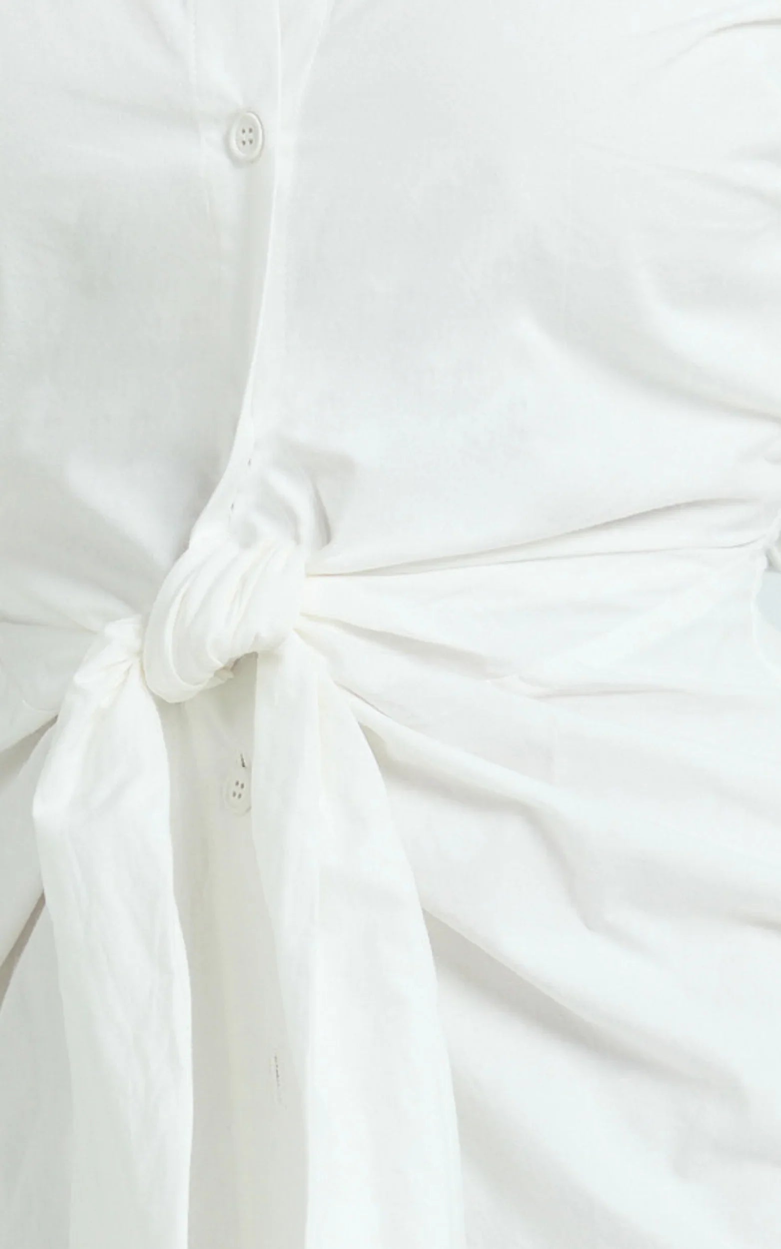 Duncan Mini Dress - Long Sleeve Tie Waist Shirt Dress in White