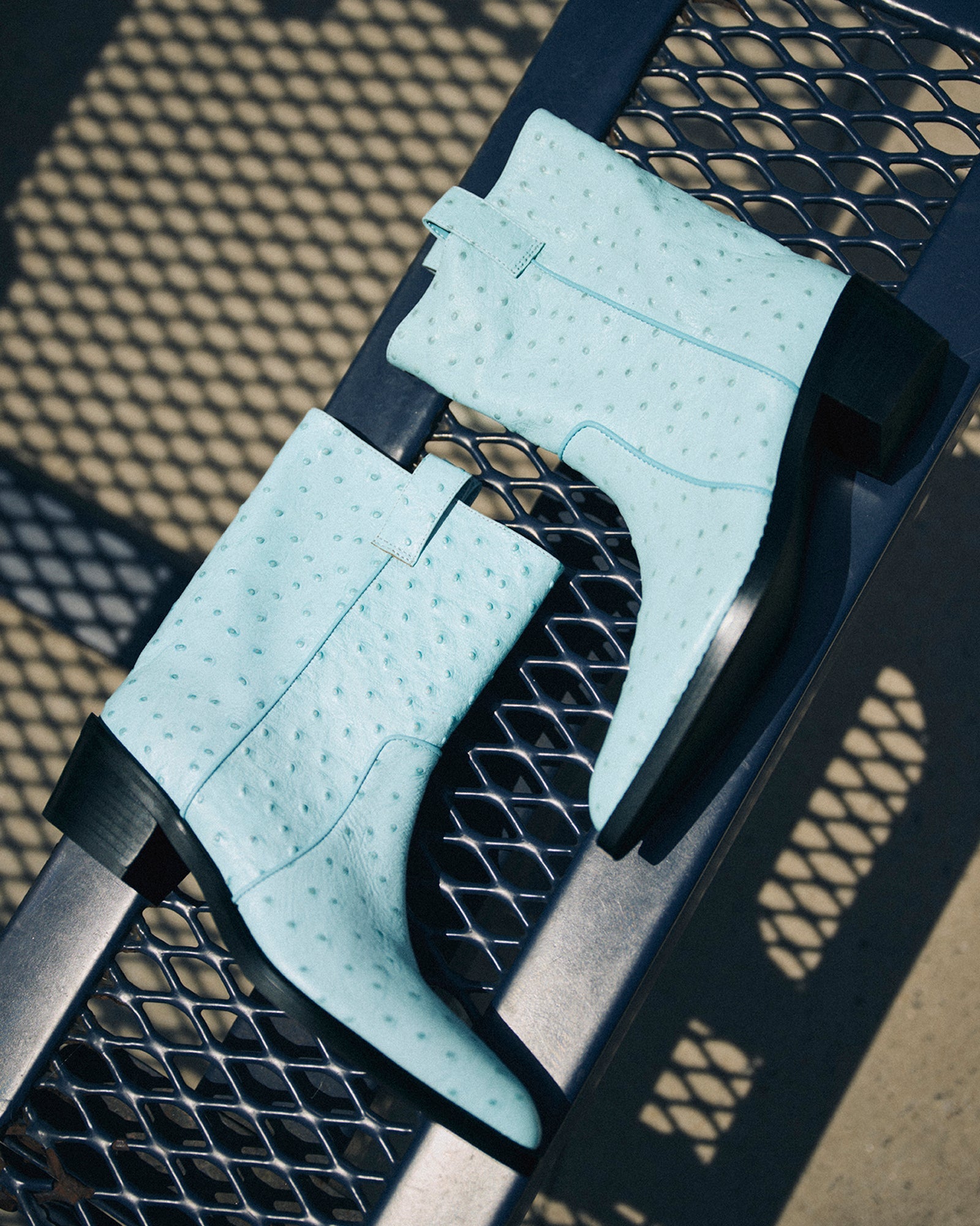 VINNY OSTRICH TURQUOISE LEATHER