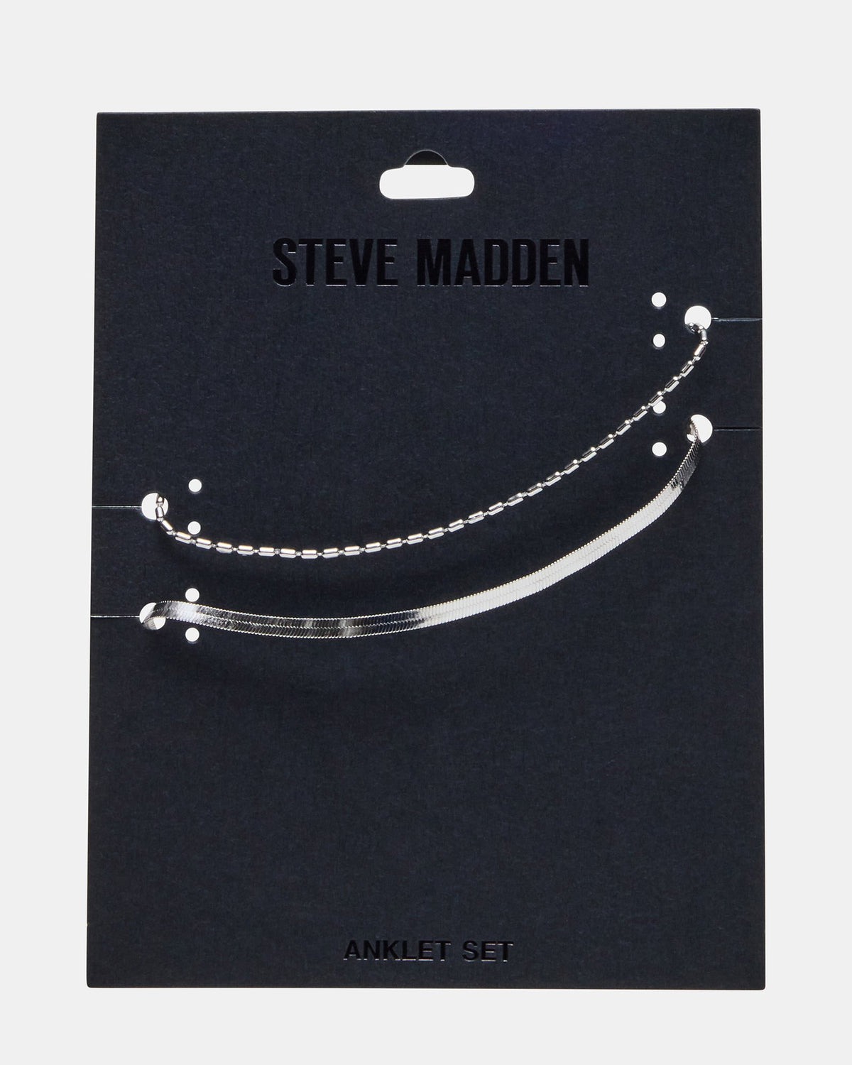 HERRINGBONE CHAIN ANKLET SET SILVER