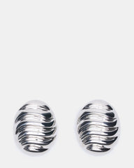 GROOVED CIRCULAR STUD EARRINGS SILVER