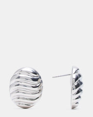 GROOVED CIRCULAR STUD EARRINGS SILVER