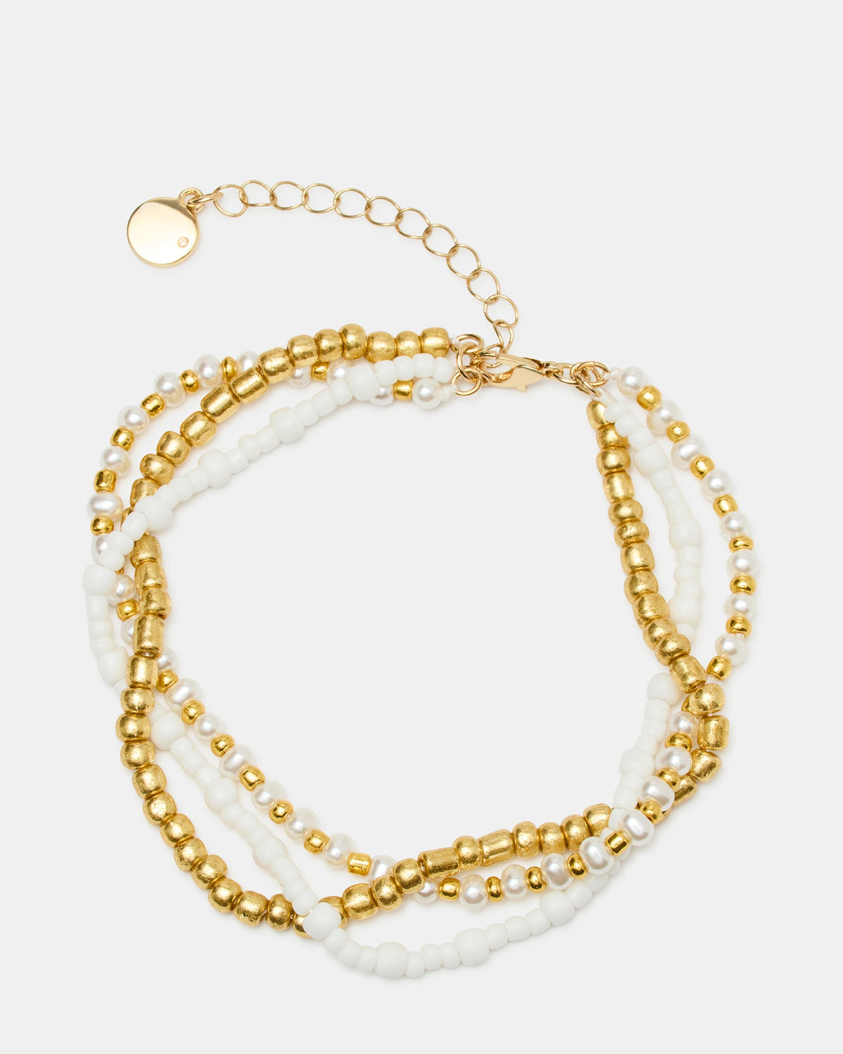 MIXED BEAD ANKLET SET PEARL