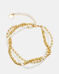 MIXED BEAD ANKLET SET PEARL