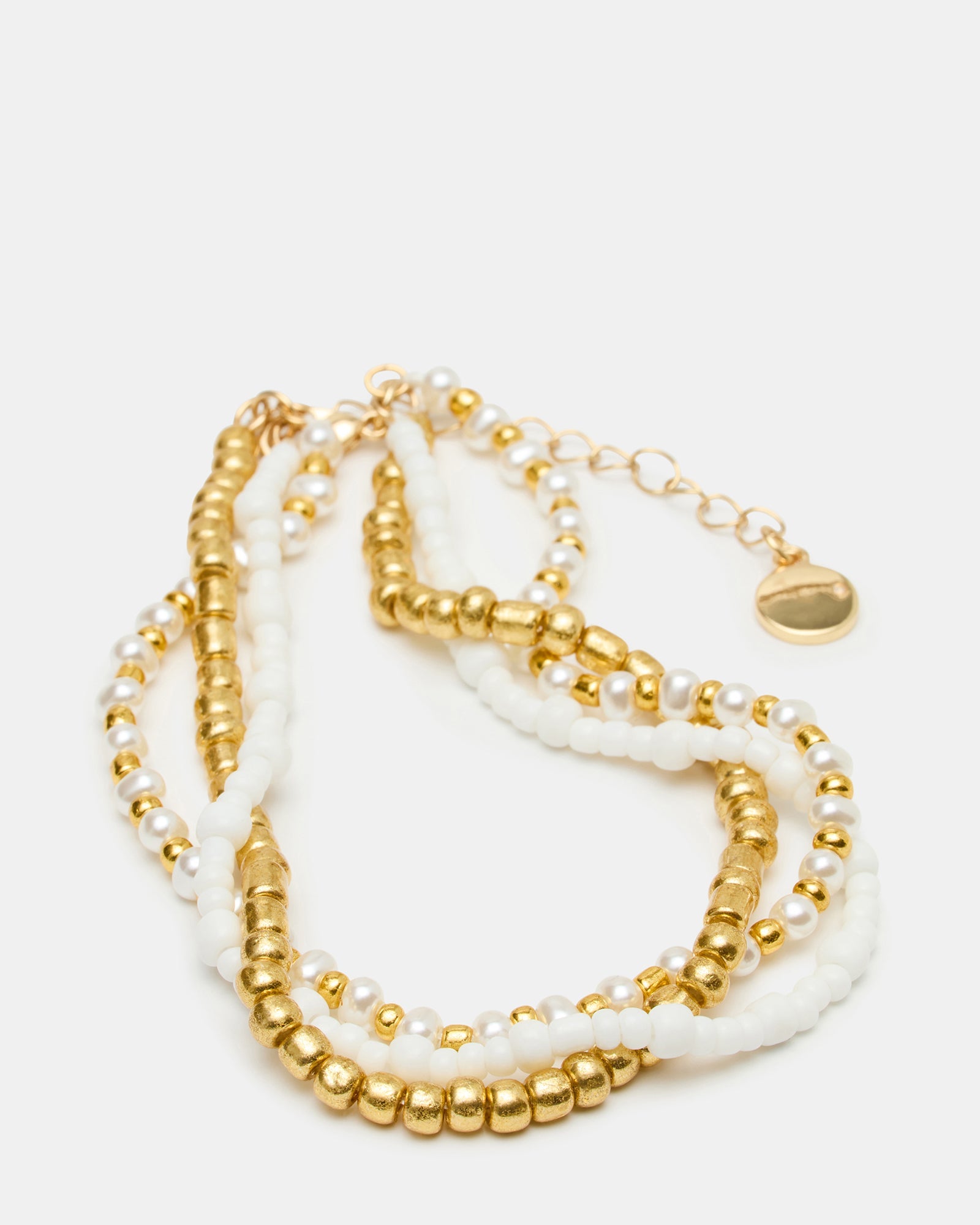 MIXED BEAD ANKLET SET PEARL