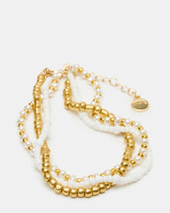 MIXED BEAD ANKLET SET PEARL