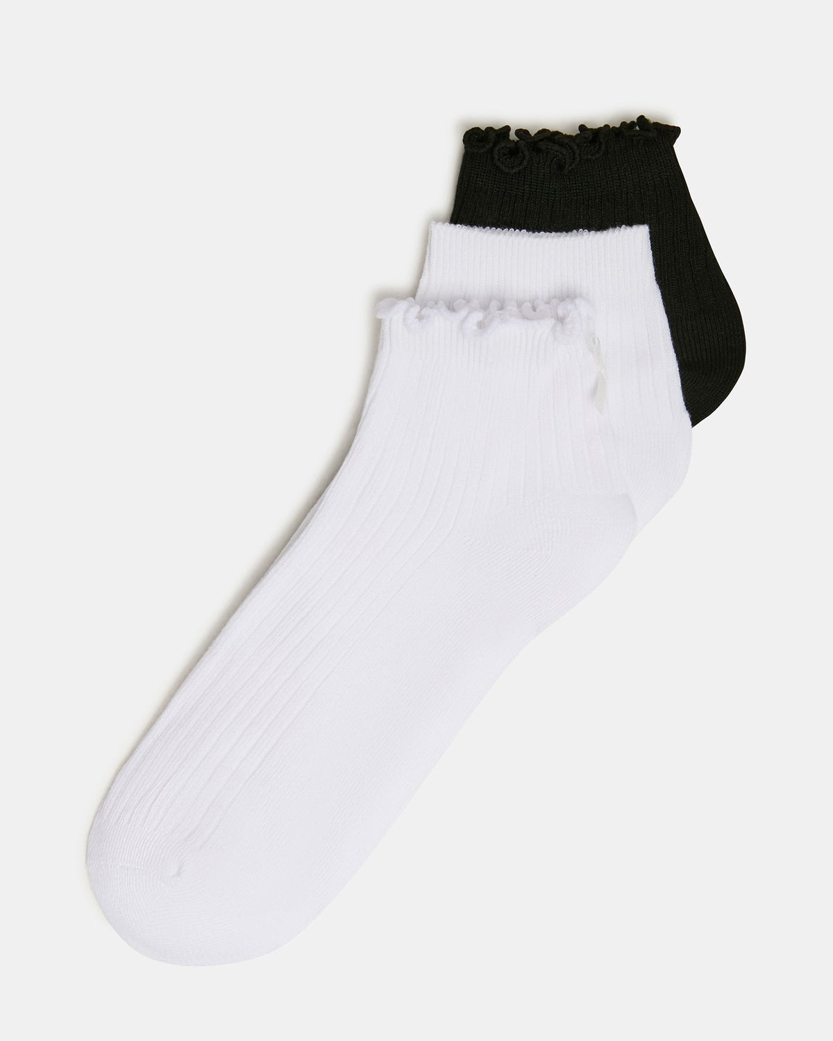 3 PACK EMMA LETTUCE EDGE SOCKS WHITE/BLACK