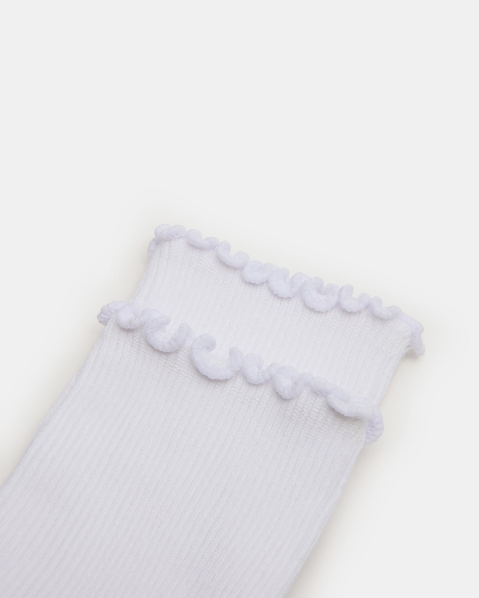 2 PACK LETTUCE EDGE RIB ANKLET SOCKS WHITE