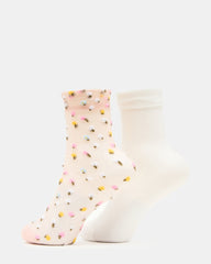 2 WILDFLOWER PACK TULLE SOCKS BLUSH