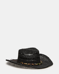 LEI BEADED TRIM WESTERN HAT BLACK