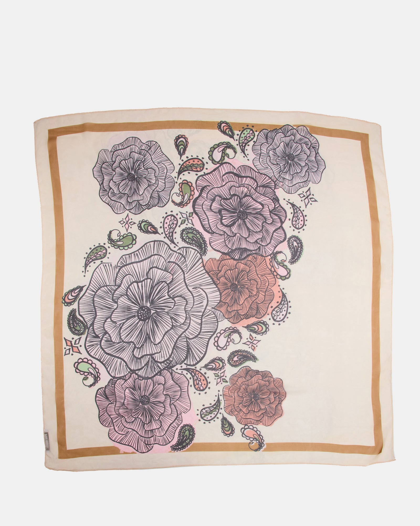 BOHO FLORAL SQUARE SCARF IVORY