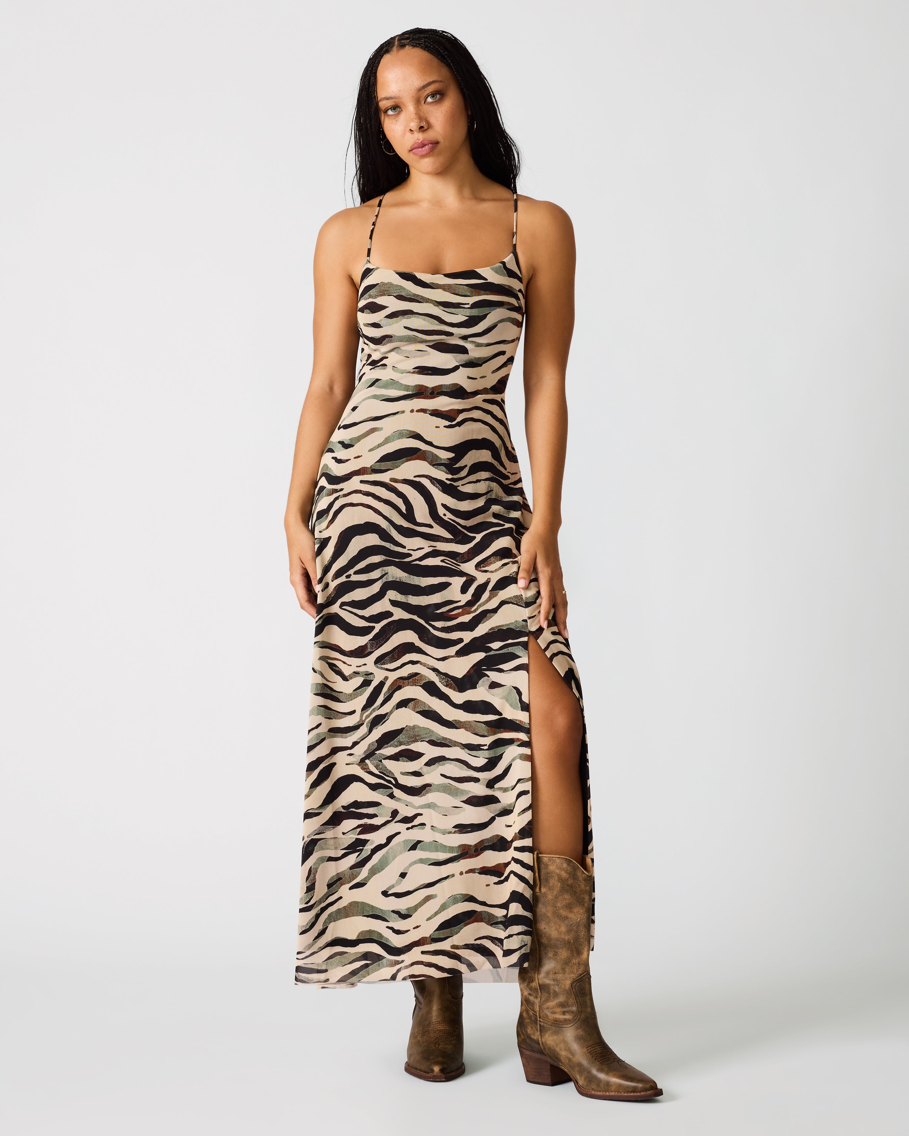 ADELLA DRESS CARAMEL ZEBRA