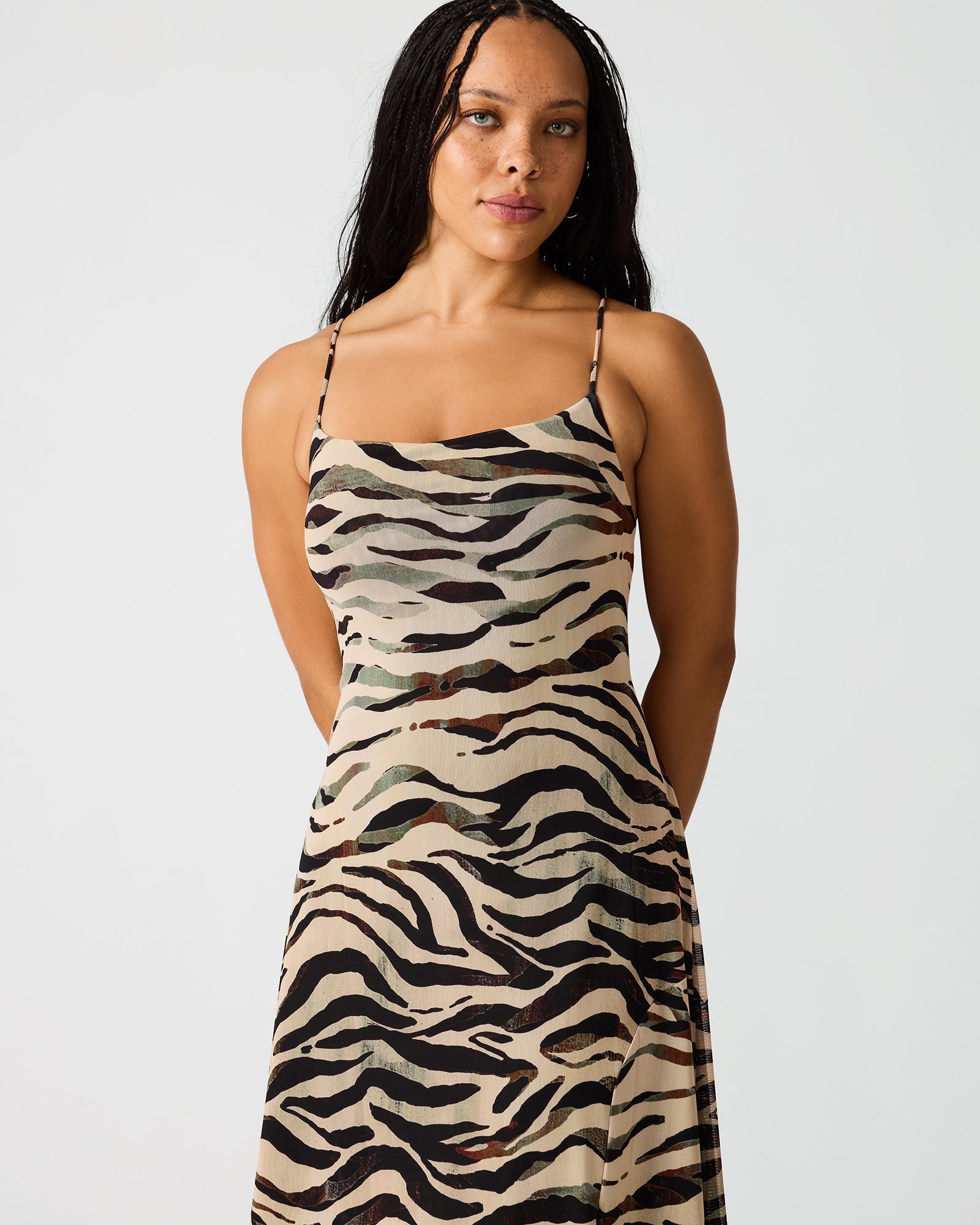 ADELLA DRESS CARAMEL ZEBRA