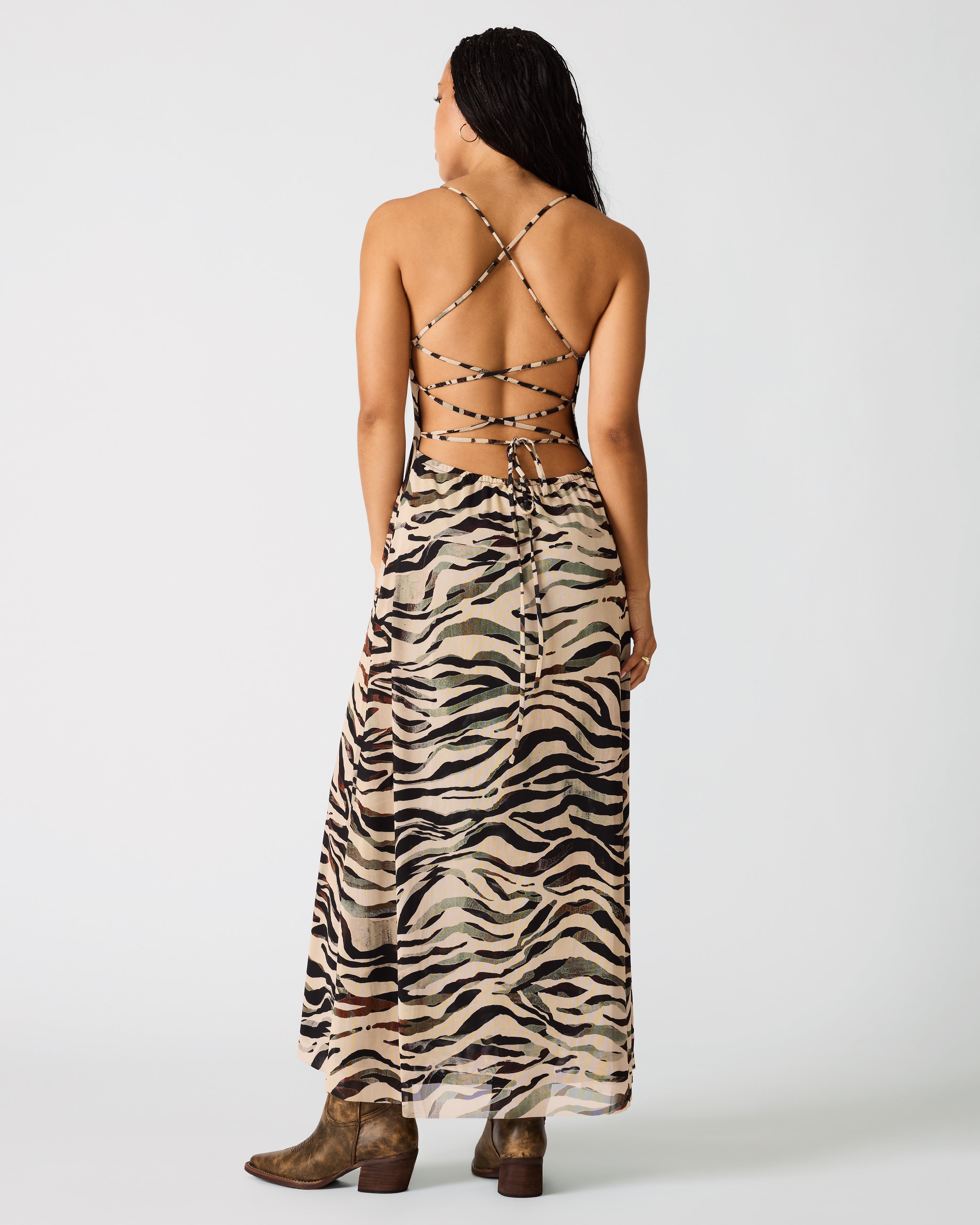 ADELLA DRESS CARAMEL ZEBRA