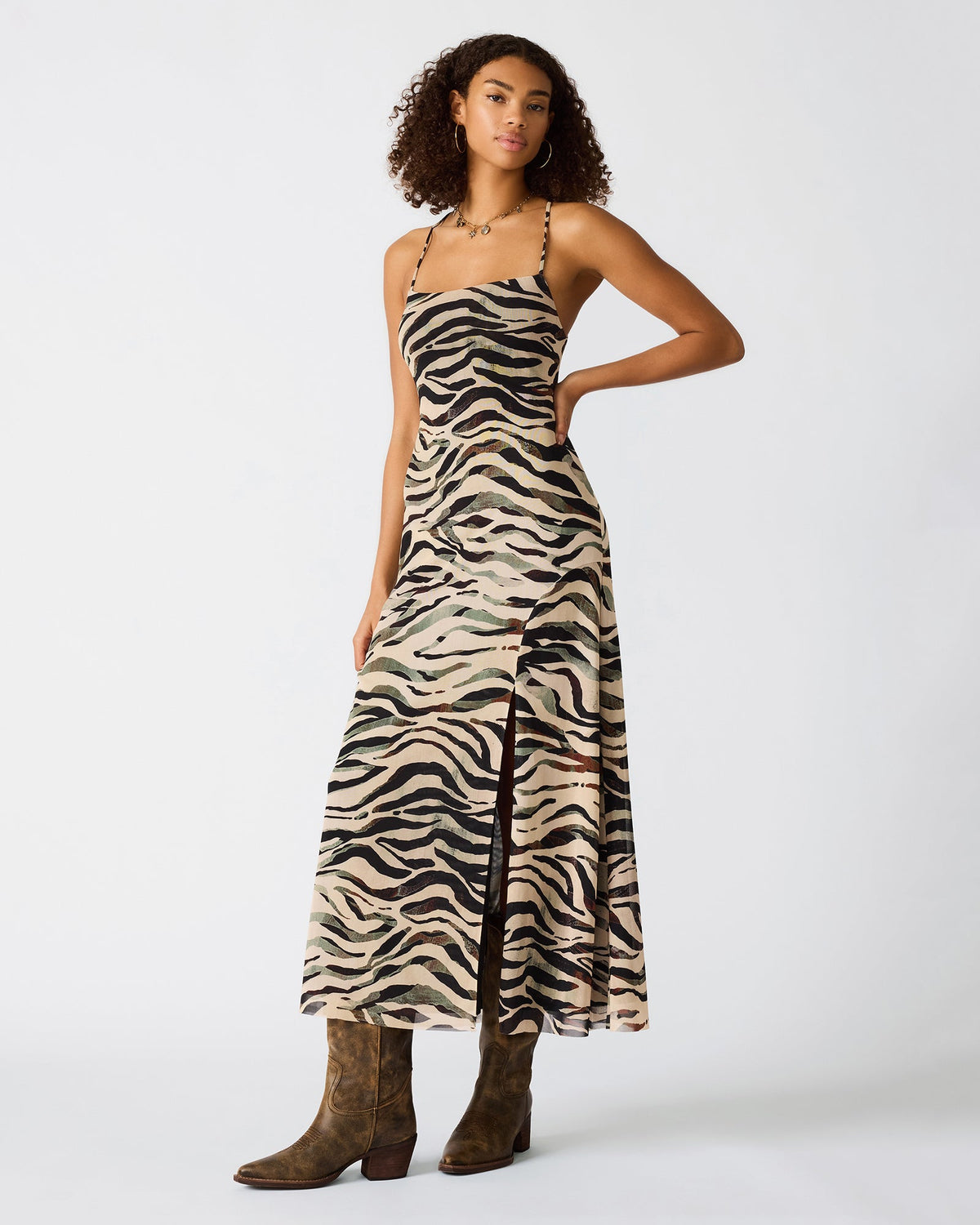 ADELLA DRESS CARAMEL ZEBRA