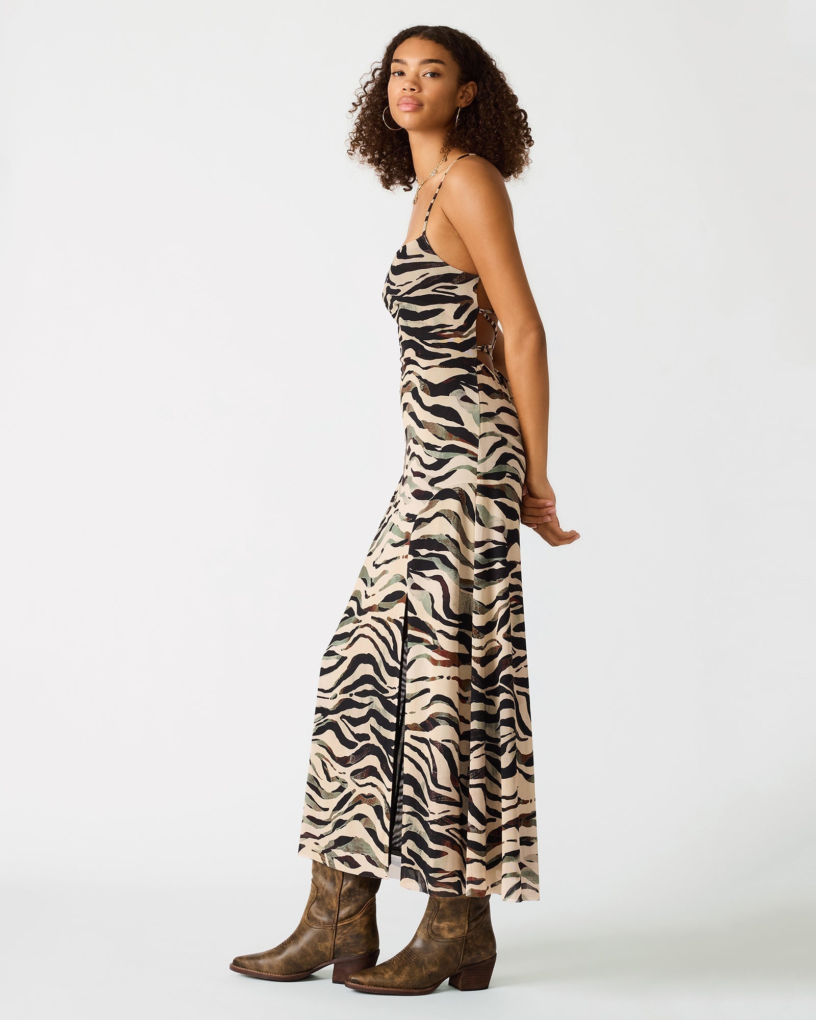 ADELLA DRESS CARAMEL ZEBRA