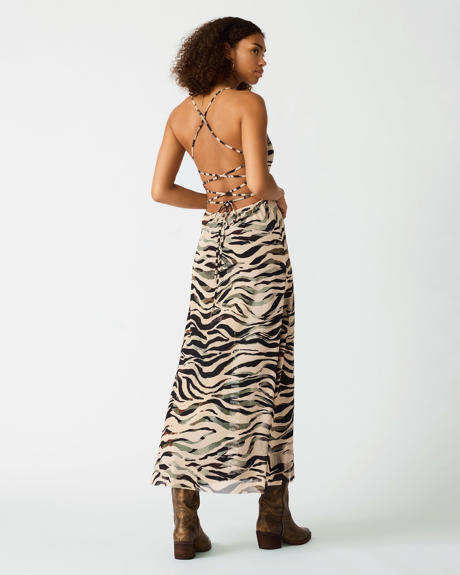 ADELLA DRESS CARAMEL ZEBRA
