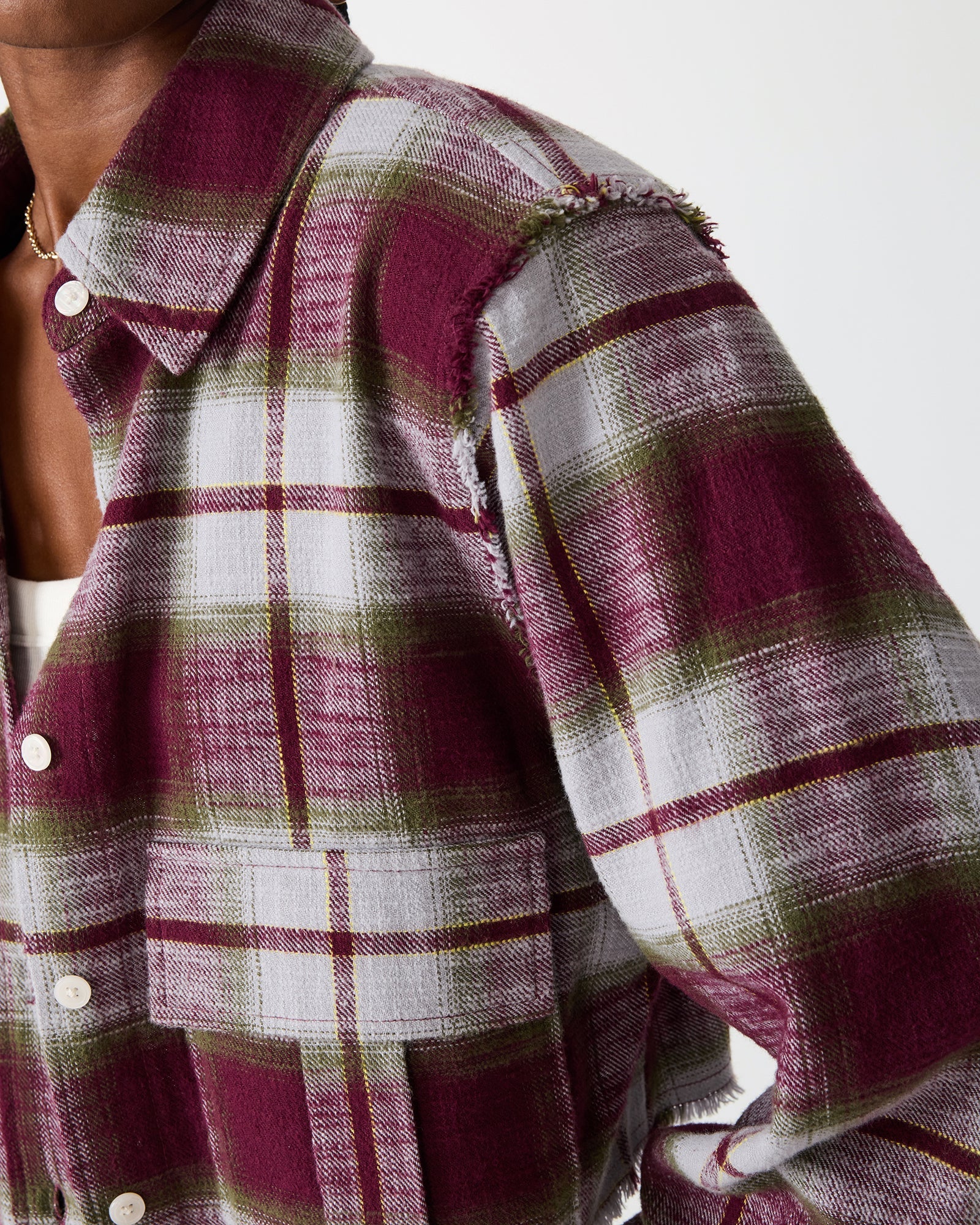 MARLOW TOP OLIVE PLAID