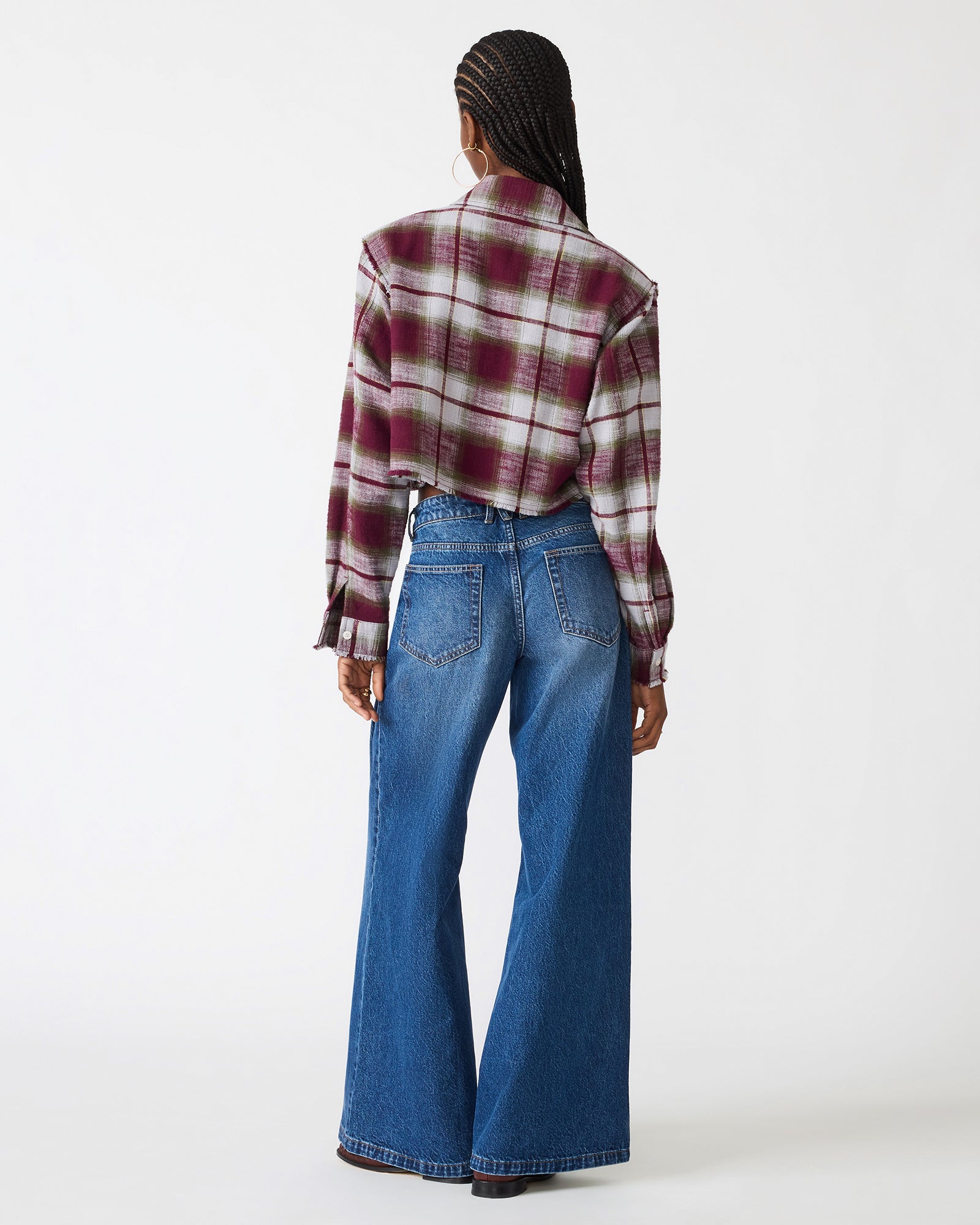 MARLOW TOP OLIVE PLAID