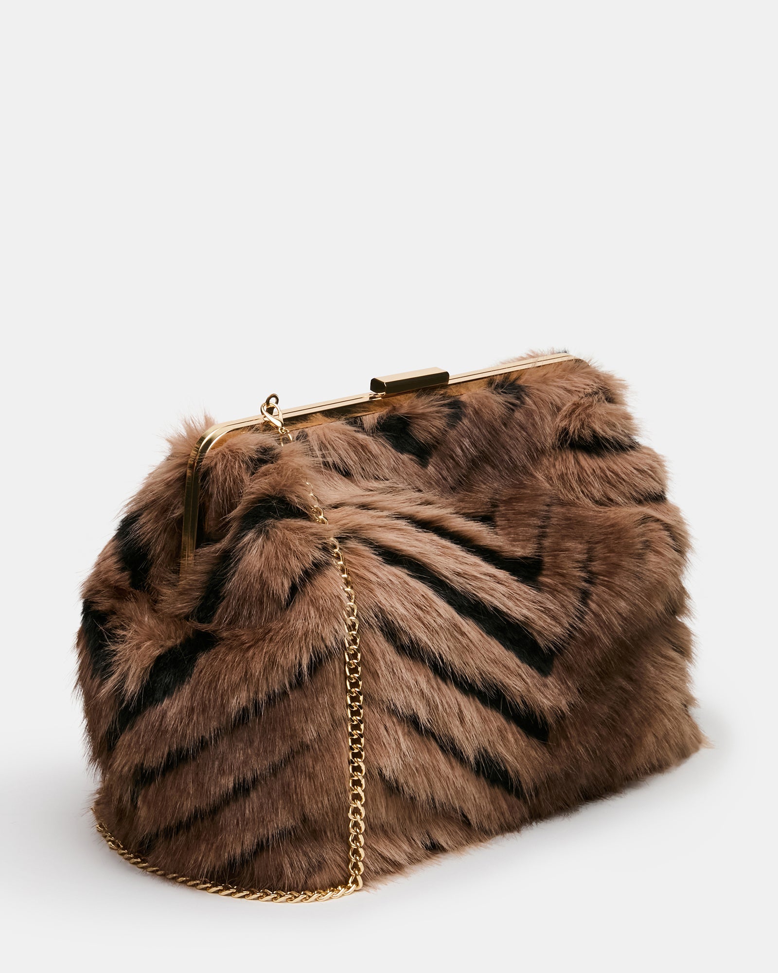 SEFINA FAUX FUR BAG BLACK/TAN