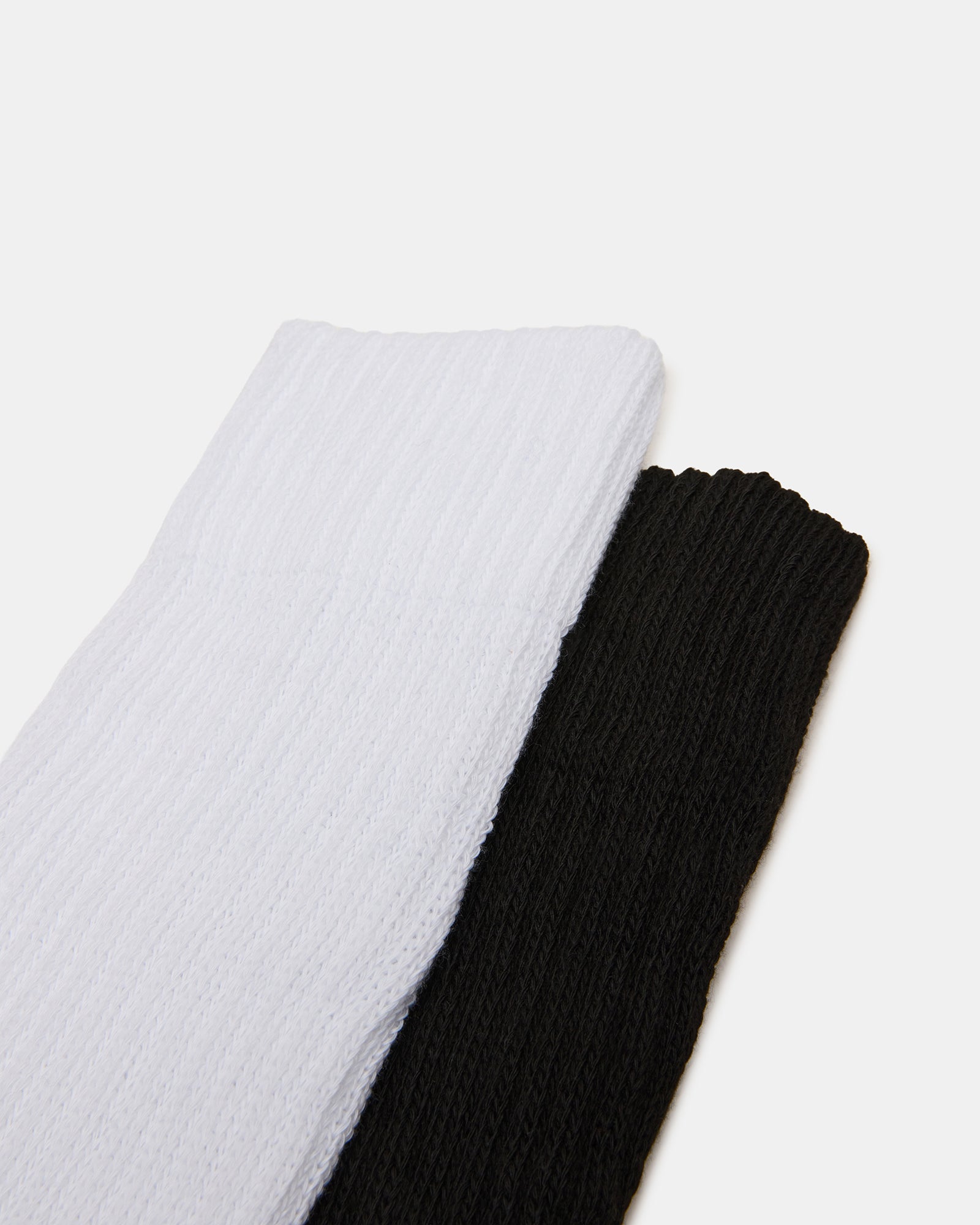 2 PACK RIBBED SLOUCH SOCKS BLACK/WHITE