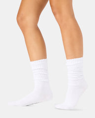 2 PACK RIBBED SLOUCH SOCKS WHITE