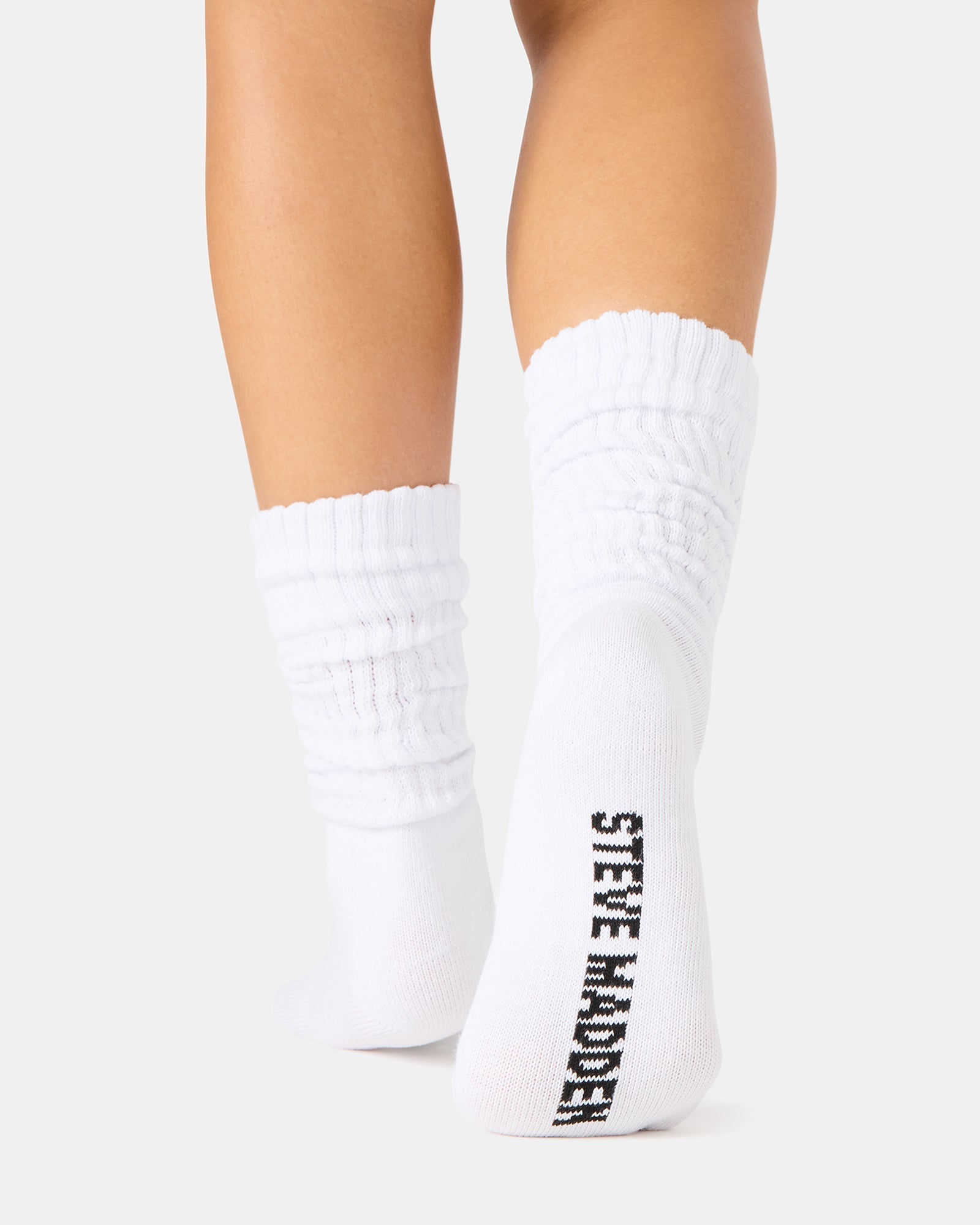 2 PACK RIBBED SLOUCH SOCKS WHITE