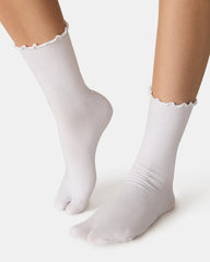 RIBBED SPLIT TOE SOCKS WHITE/BLACK