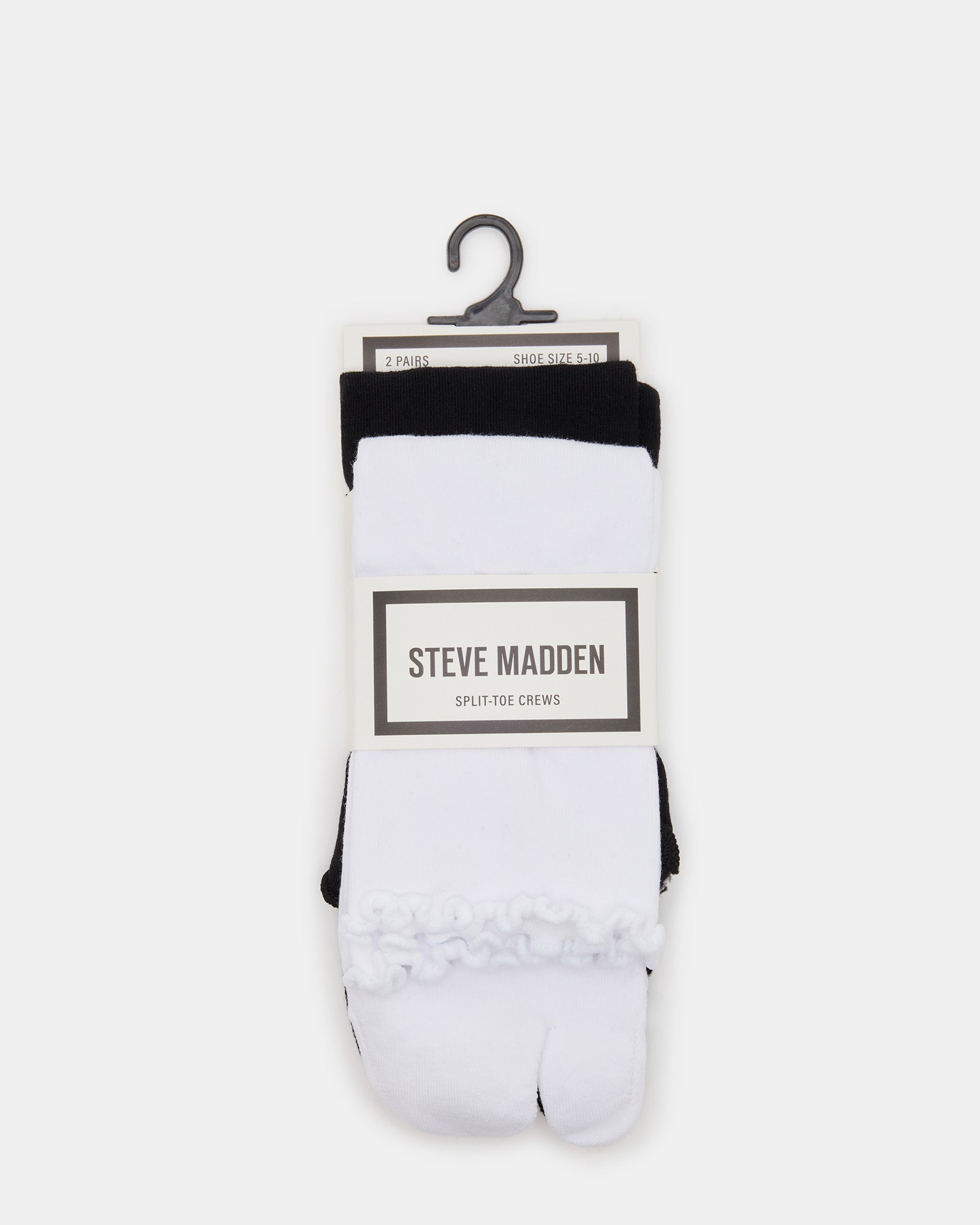 RIBBED SPLIT TOE SOCKS WHITE/BLACK