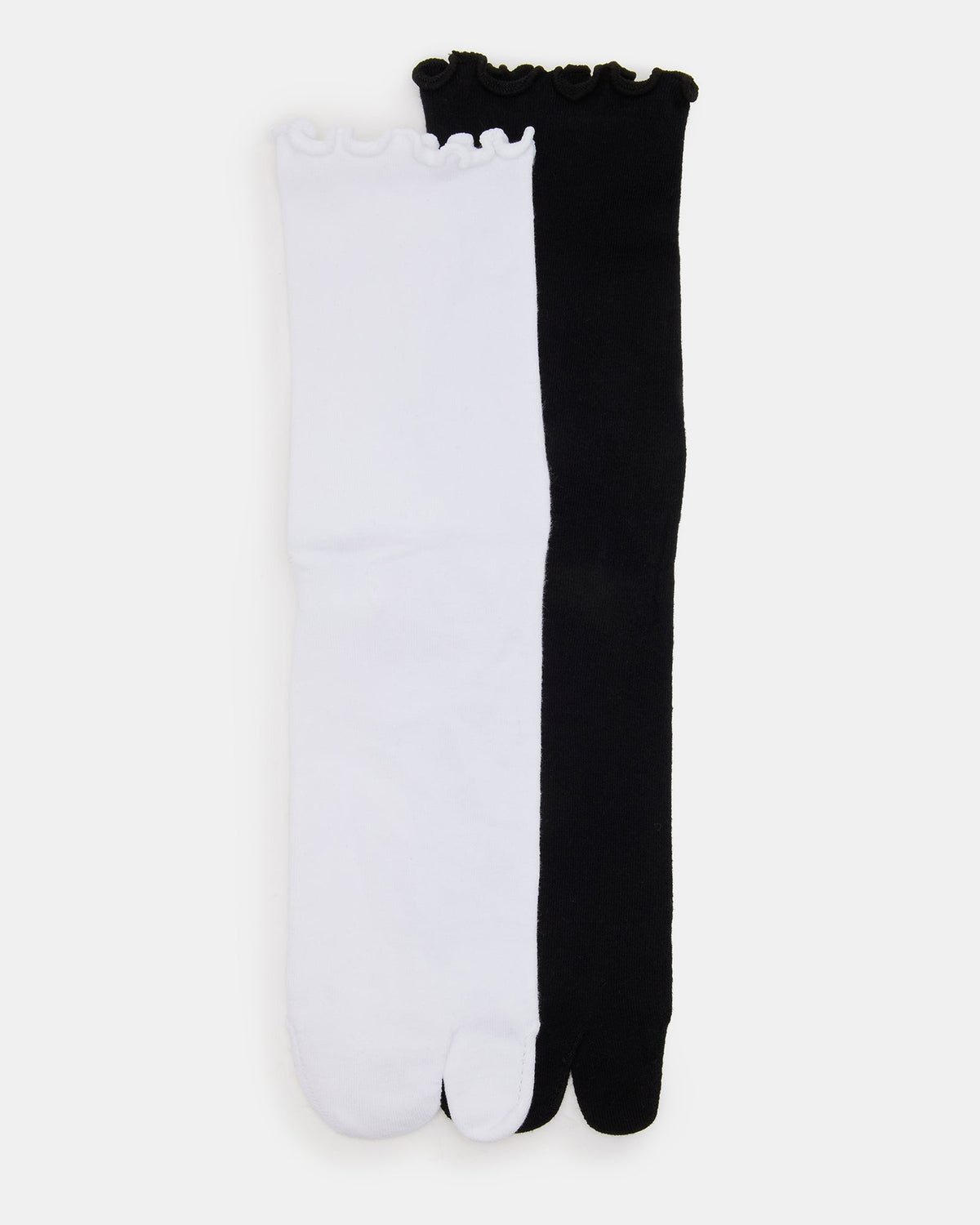 RIBBED SPLIT TOE SOCKS WHITE/BLACK