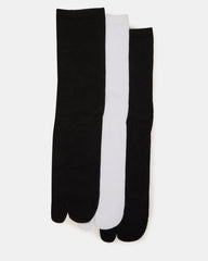SPLIT TOE CREW SOCKS BLACK/WHITE
