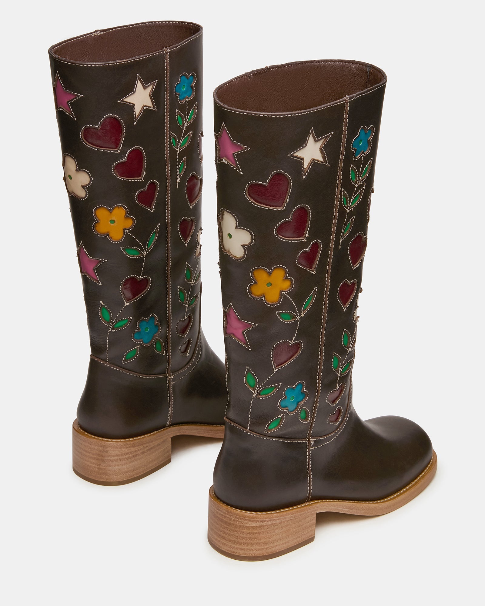 RIGGS FLORAL BROWN LEATHER
