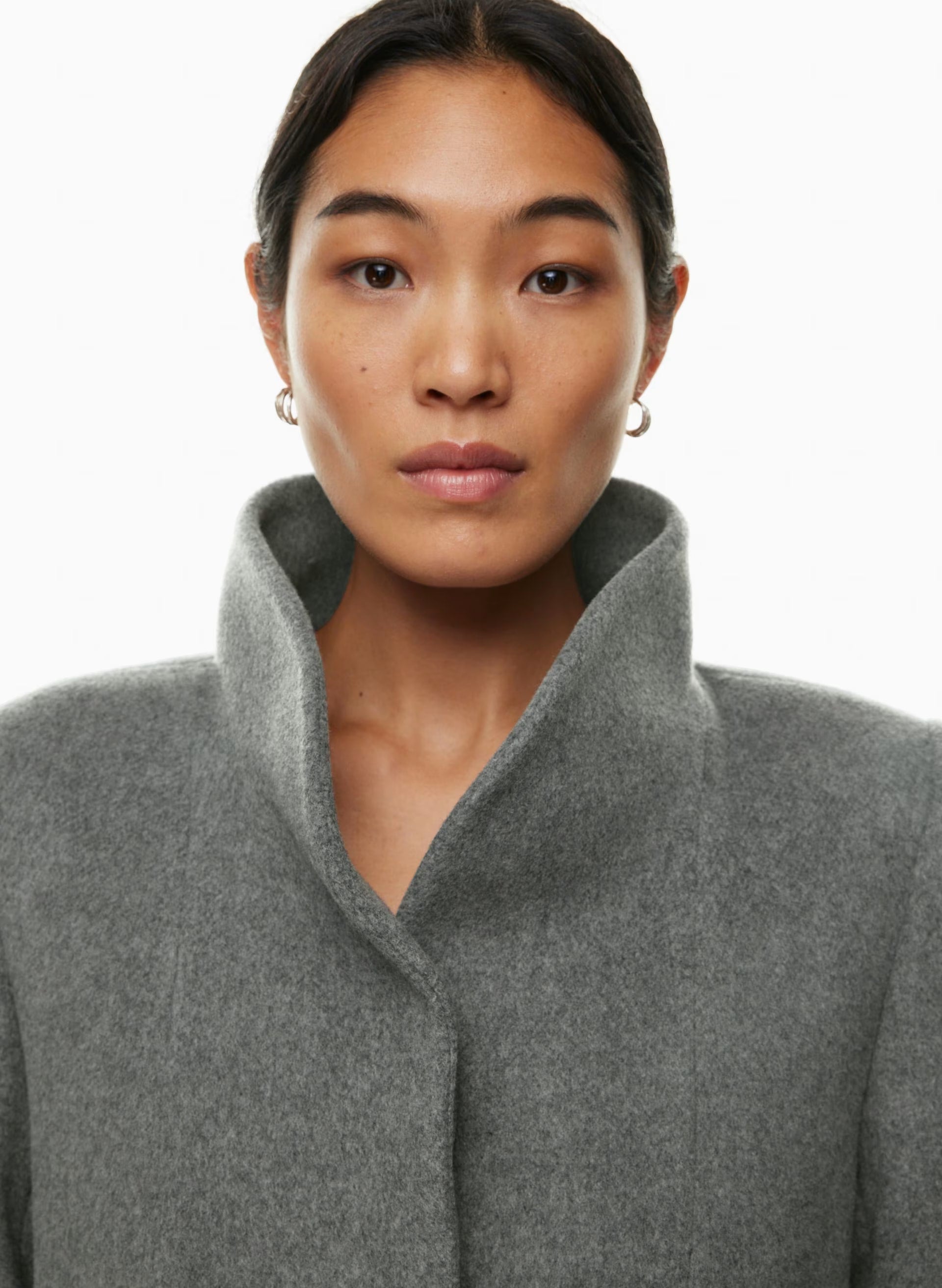 The Cocoon Long Coat - Wool Cashmere - HEATHER DARK GREY