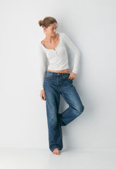 HomeStretch™ Rib Acoustic Henley - HEATHER CLOUD WHITE