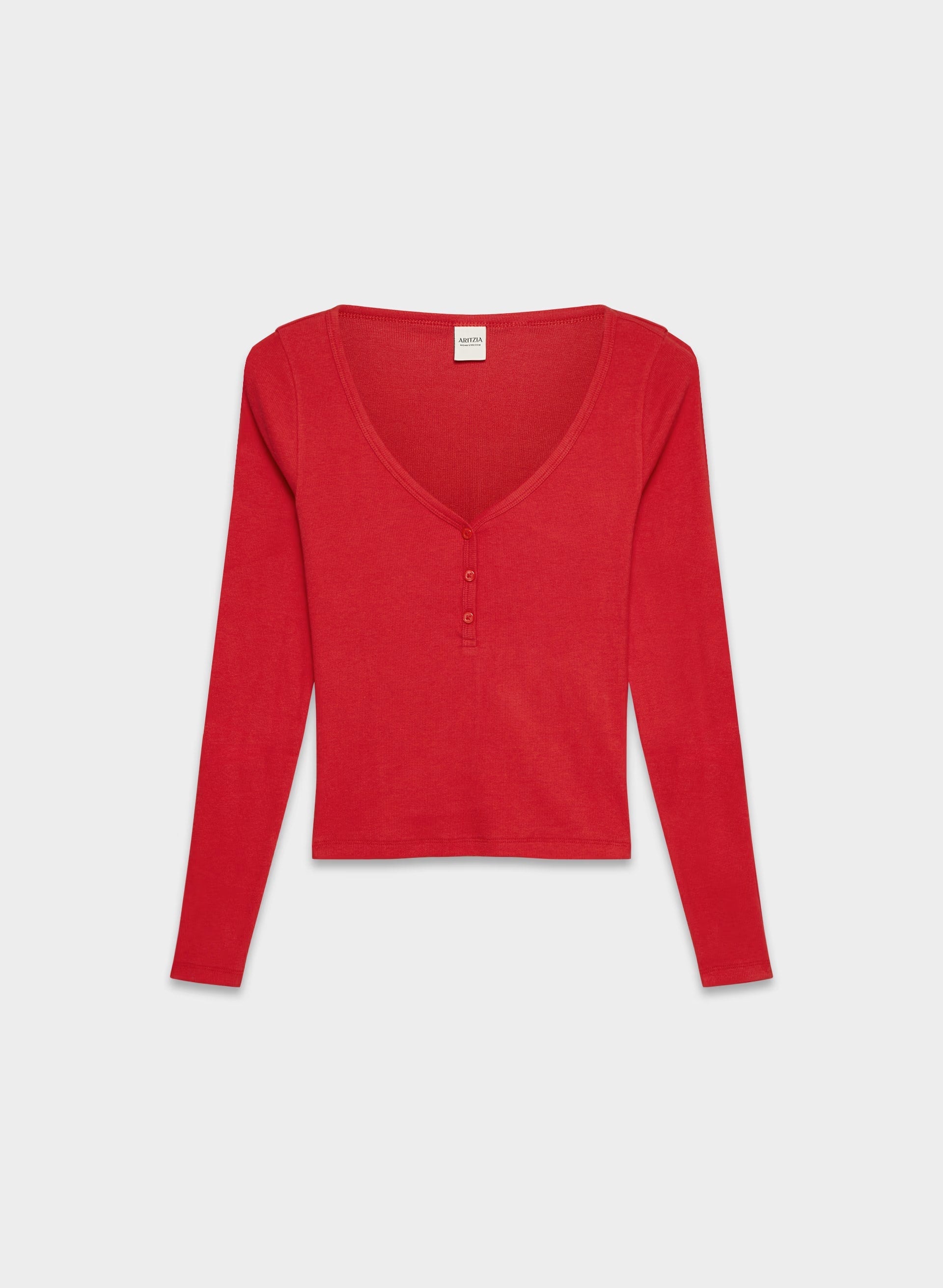 HomeStretch™ Rib Acoustic Henley - FLASHING RED