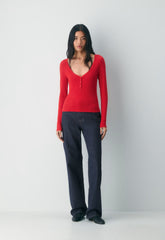 HomeStretch™ Rib Acoustic Henley - FLASHING RED