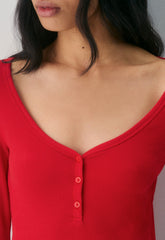 HomeStretch™ Rib Acoustic Henley - FLASHING RED