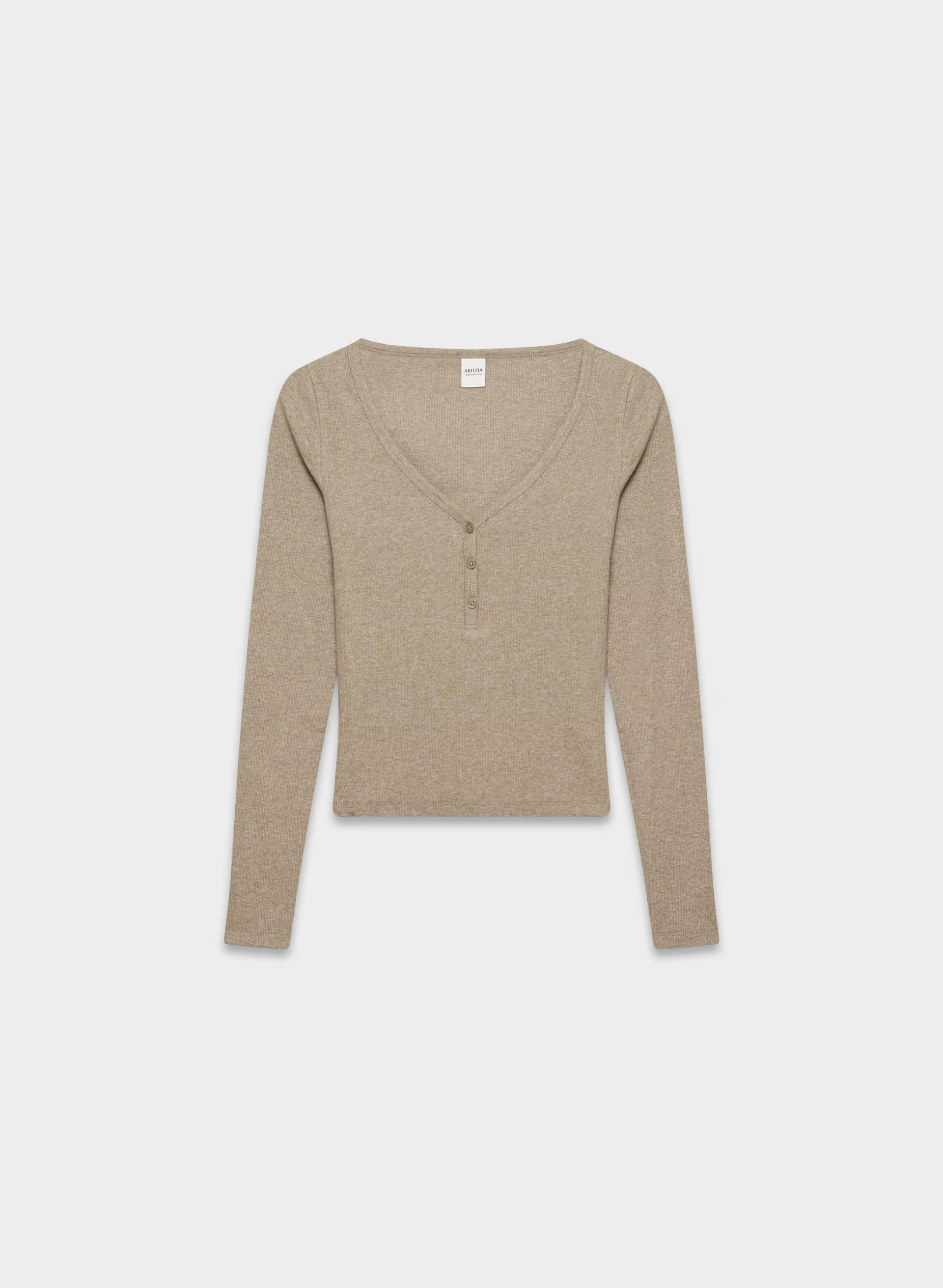HomeStretch™ Rib Acoustic Henley - HEATHER NOMAD TAUPE