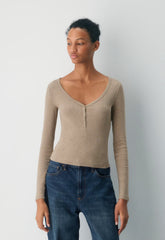 HomeStretch™ Rib Acoustic Henley - HEATHER NOMAD TAUPE