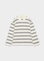 InterLock Cotton Eton Longsleeve - LT BIRCH/ DK NGHT NVY
