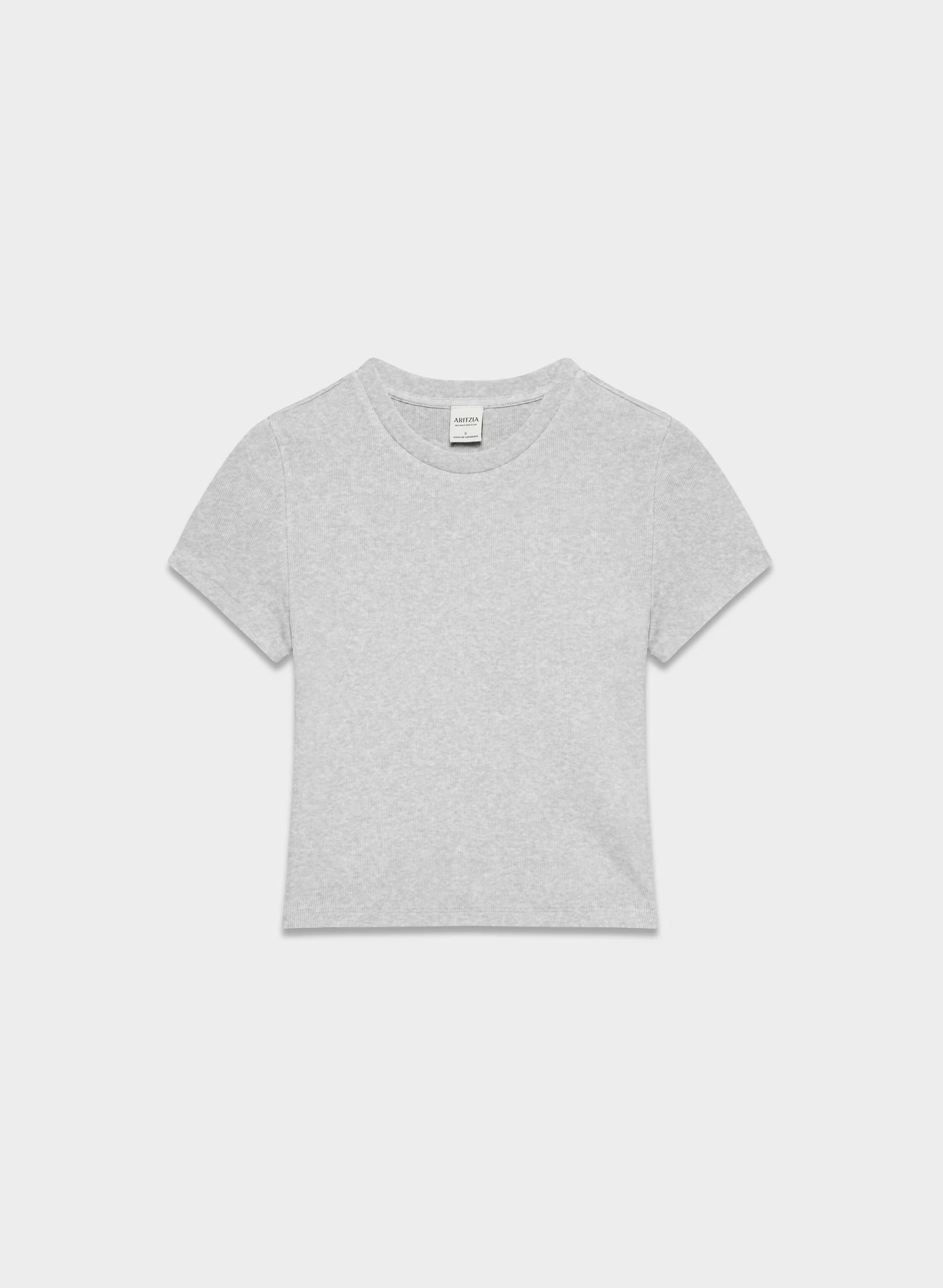 HomeStretch™ Rib Tune Waist T-Shirt - HEATHER CHROME