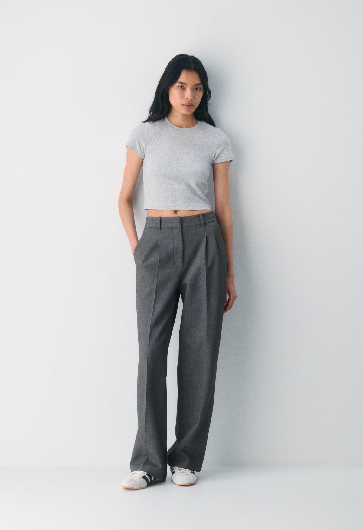 HomeStretch™ Rib Tune Waist T-Shirt - HEATHER CHROME