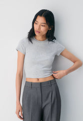 HomeStretch™ Rib Tune Waist T-Shirt - HEATHER CHROME