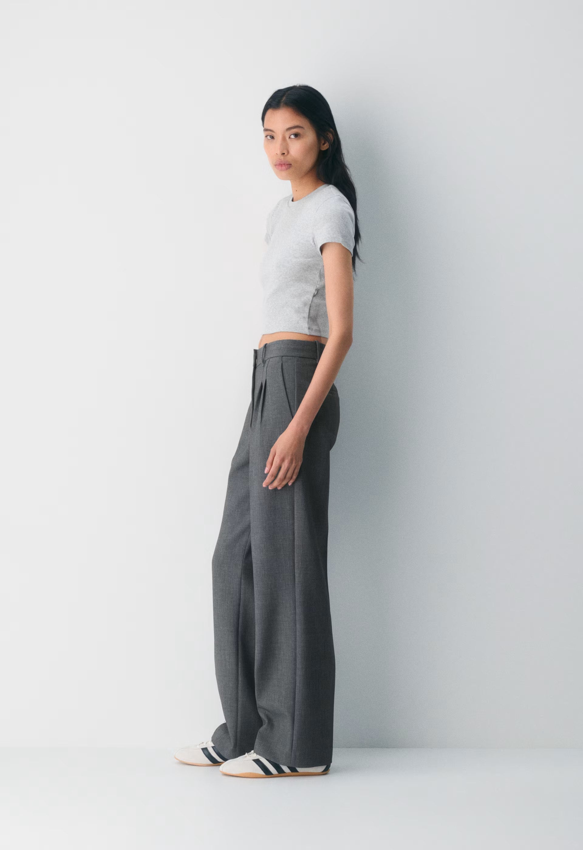 HomeStretch™ Rib Tune Waist T-Shirt - HEATHER CHROME
