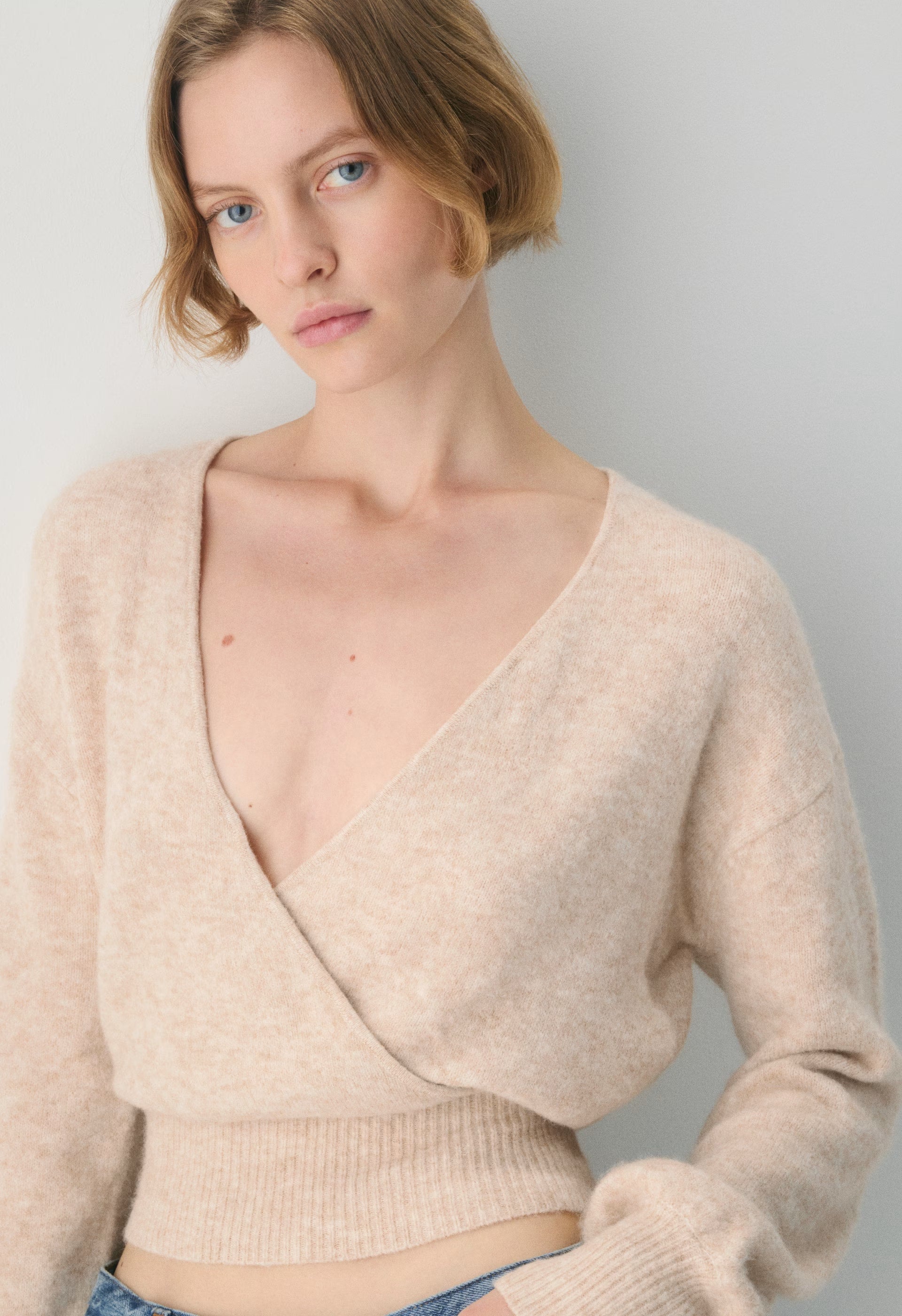 SoftSpoke™ Dear Wrap Sweater - HEATHER LIGHT OATMEAL