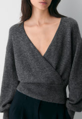 SoftSpoke™ Dear Wrap Sweater - HEATHER CHARCOAL