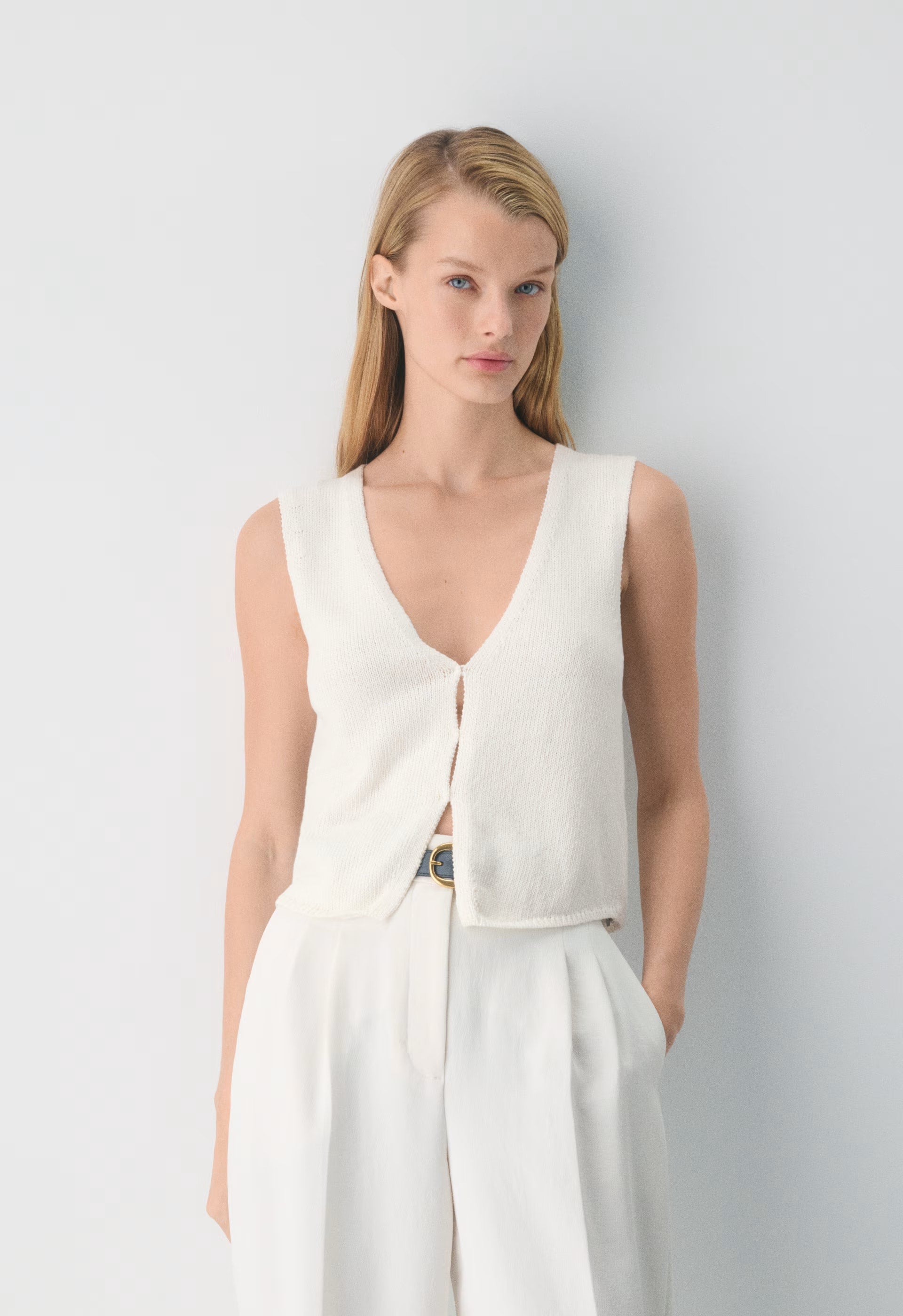 Basque Sweater Vest - LIGHT BIRCH
