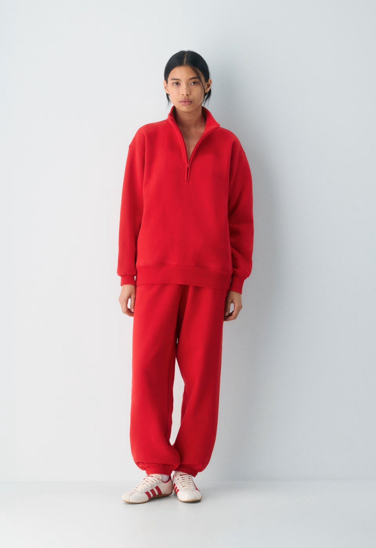 Cozy Sweatfleece Boyfriend 1/2 Zip - FLASHING RED