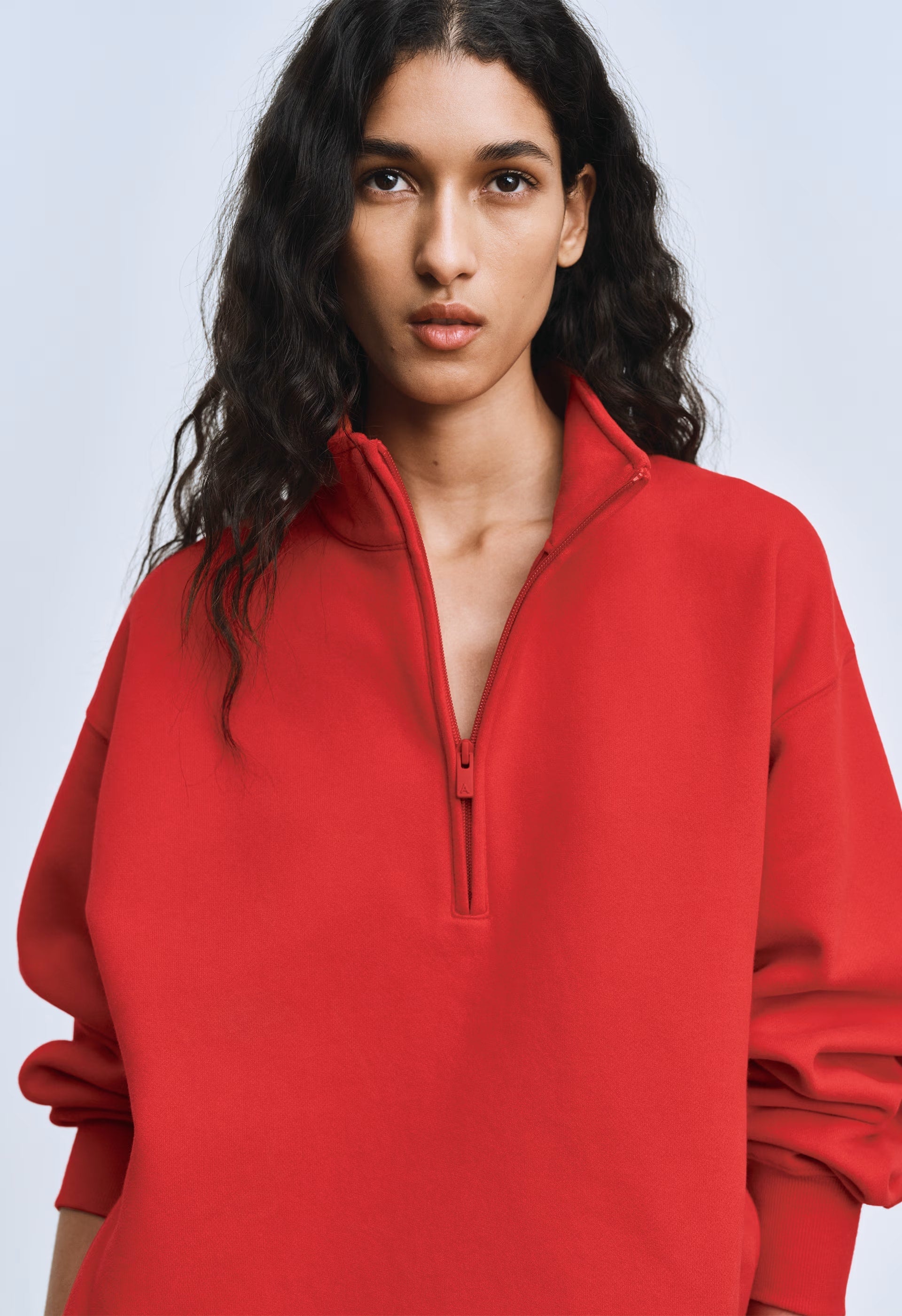 Cozy Sweatfleece Boyfriend 1/2 Zip - FLASHING RED
