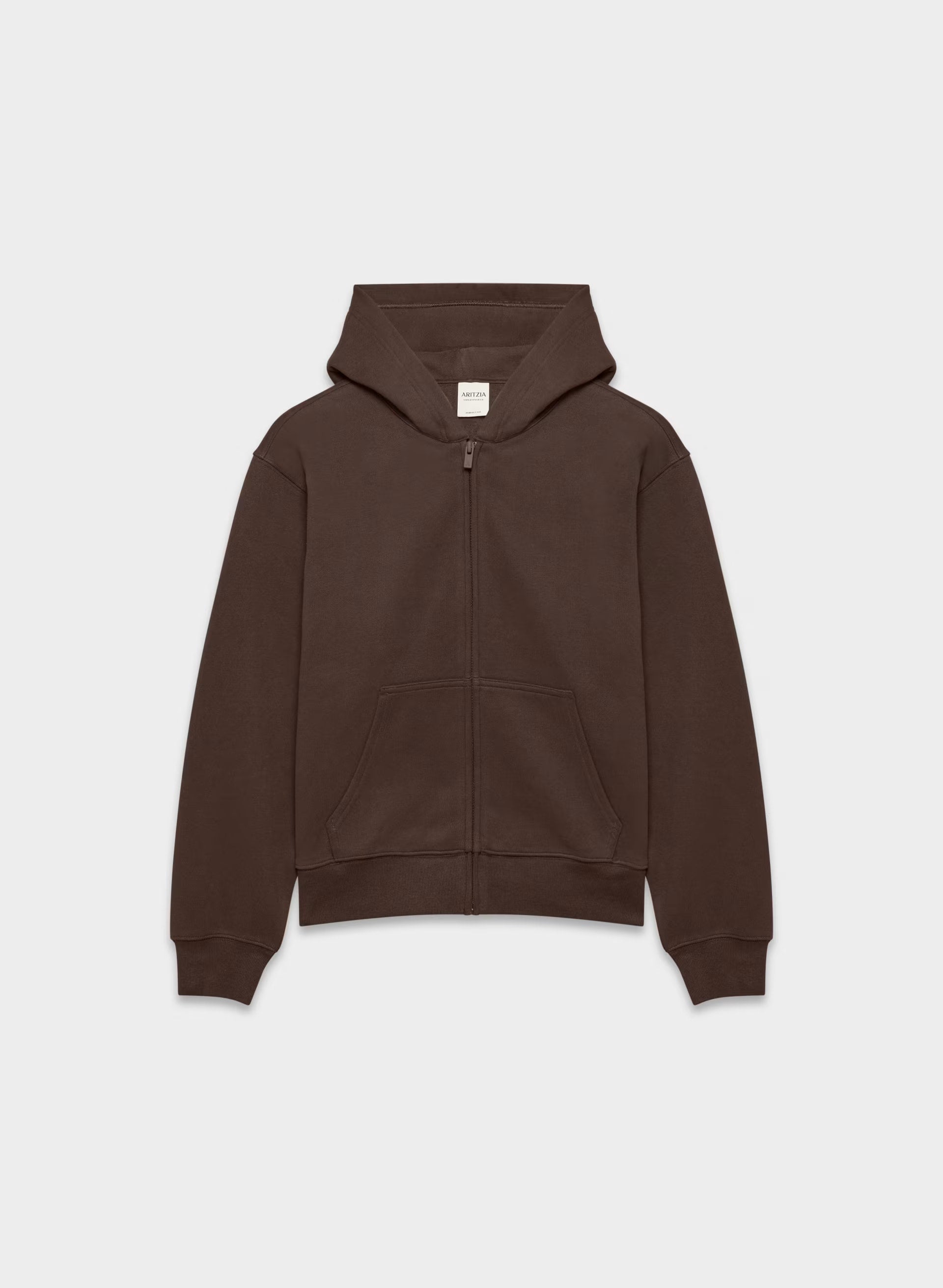 Cozy Sweatfleece Perfect Zip Hoodie - RICH MOCHA BROWN