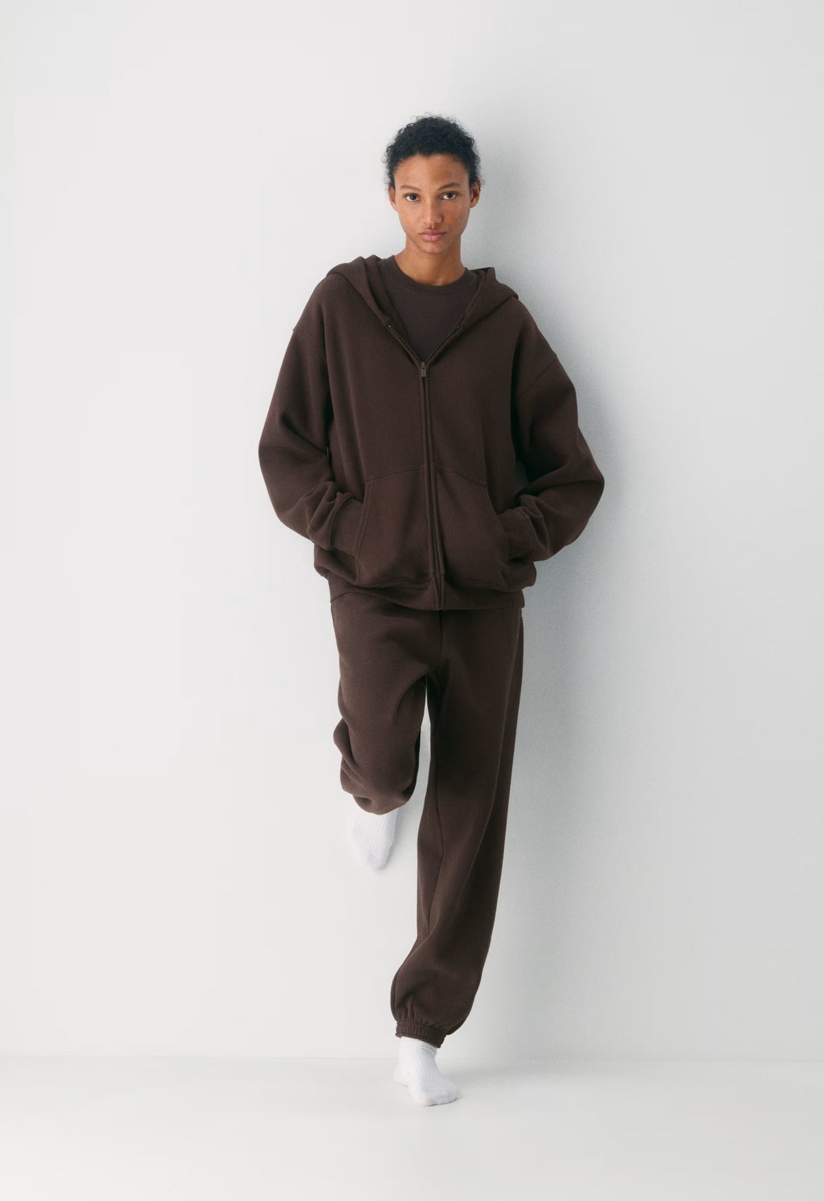 Cozy Sweatfleece Perfect Zip Hoodie - RICH MOCHA BROWN